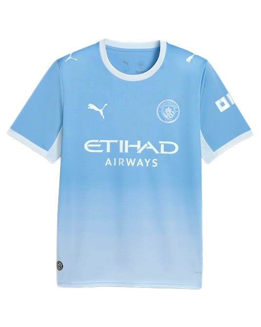 Домашняя футболка Manchester City голубого цвета, вид спереди